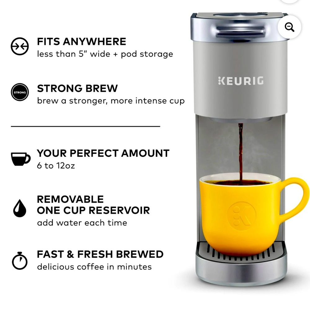 NWT KEURIG Final Markdown! GRAY SMALL takes up less space! same great coffee!